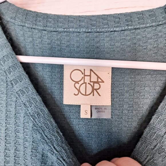 Chaser Waffle Knit Thermal Button Cuffs Teal Small Henley - Picture 6 of 7